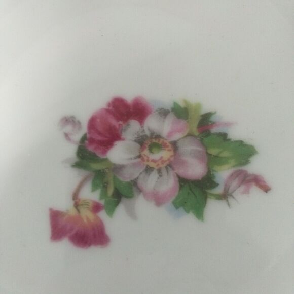 8" Bowl Hand Painted Pink & White Floral Flower Gold Trim Porcelain Vintage - Picture 3 of 9